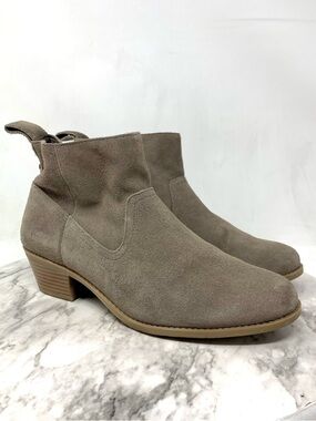 Vionic Veran Taupe Suede Comfort Ankle Booties 8.5 Western Neutral Classic Chic
